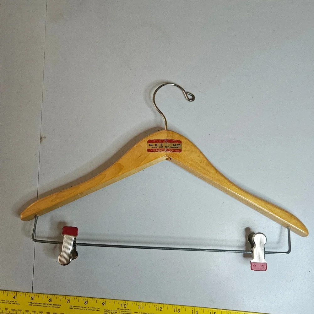 Vintage Setwell Wooden Hangers Set of 2 Suit Pant Skirt Clips Made in USA LS 19
